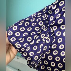 Eci pure silk purple button down blouse with puff sleeves, size 14, new no tags